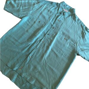 Vintage Nine Twenty East (Elegant Aqua Button-Up) Blouse
